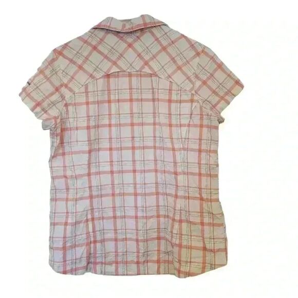 Columbia Women's White & Peach Nylon Plaid Silver Ridge Short Sleeve Button Down - Picture 9 of 13